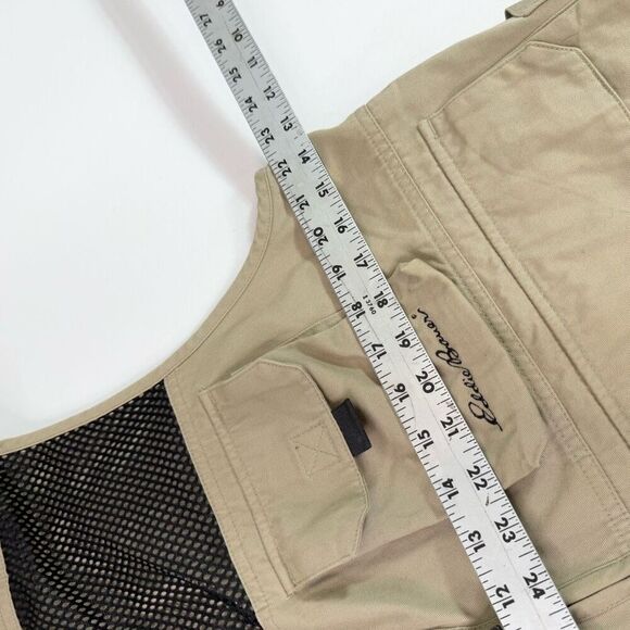 Vintage Eddie Bauer Fishing Vest Mens Medium Pockets Mesh Tan Khaki Utility - Picture 3 of 9